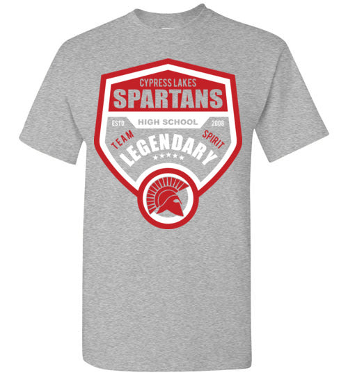 Cypress Lakes High School Spartans Sports Grey Unisex T-shirt 14