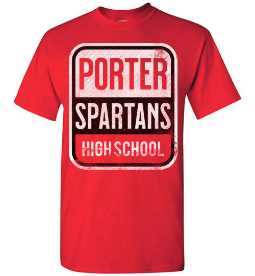 Porter High School Spartans Red Unisex T-shirt 01