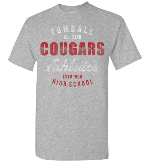 Tomball High School Cougars Sports Grey Unisex T-shirt 34