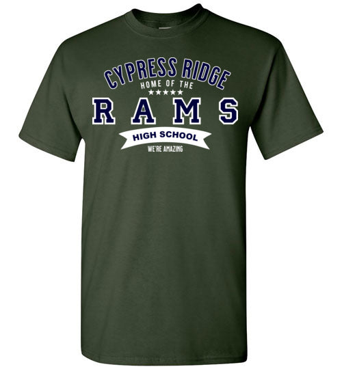 Cypress Ridge High School Rams Forest Green  Unisex T-shirt 96