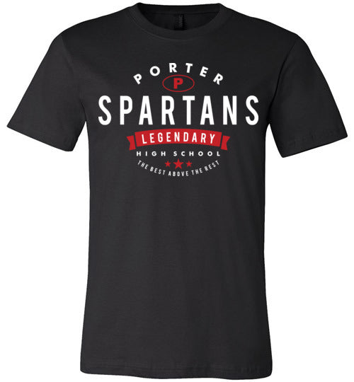 Porter Spartans Premium Black T-shirt - Design 44