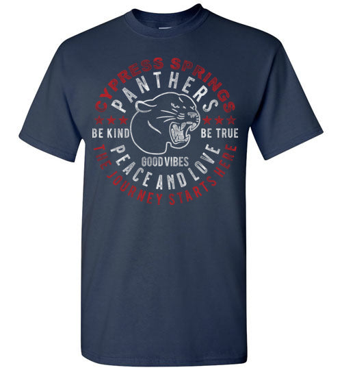 Cypress Springs High School Panthers Navy Unisex T-shirt 16