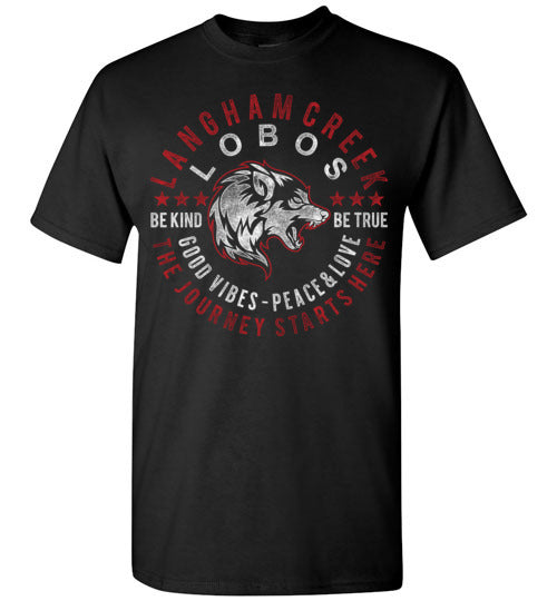 Langham Creek High School Lobos Black Unisex T-shirt 16