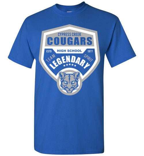 Cypress Creek High School Cougars Royal Blue Unisex T-shirt 14