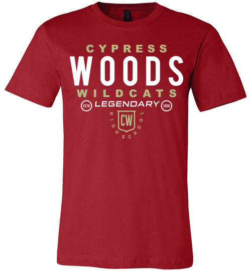 Cypress Woods Wildcats Premium Deep Red T-shirt - Design 03