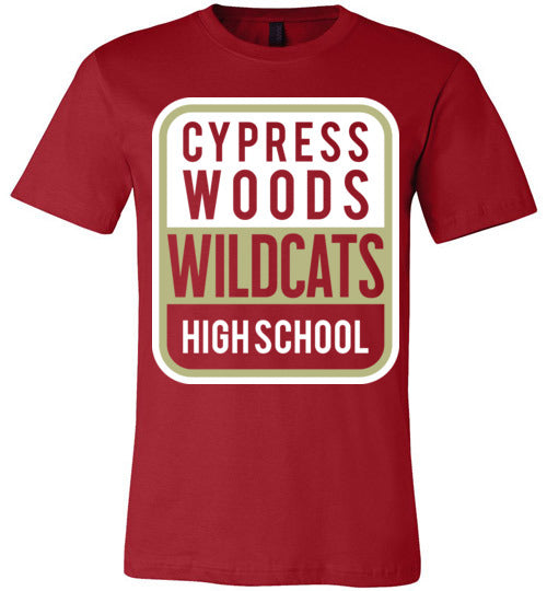 Cypress Woods Wildcats Premium Deep Red T-shirt - Design 01