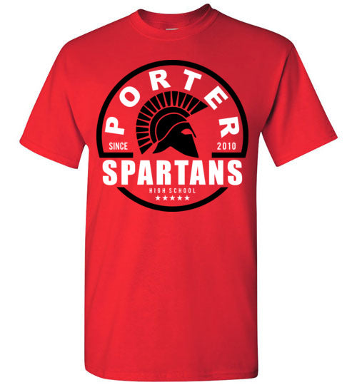 Porter High School Spartans Red Unisex T-shirt 04