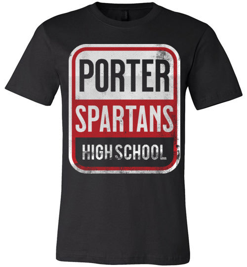 Porter Spartans Premium Black T-shirt - Design 01