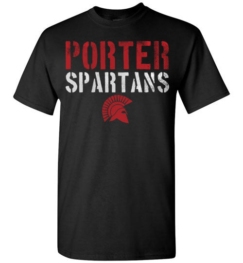 Porter High School Spartans Black Unisex T-shirt 12