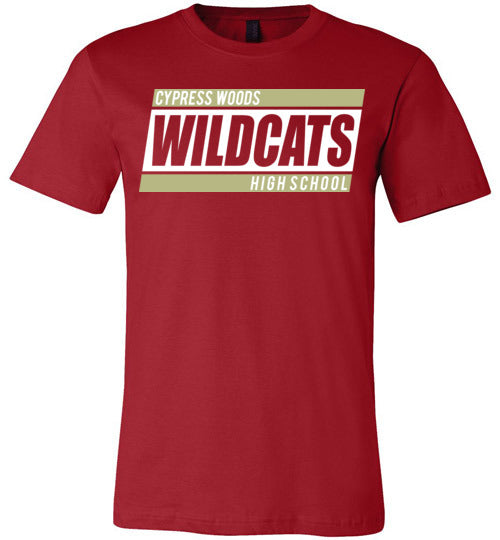 Cypress Woods Wildcats Premium Deep Red T-shirt - Design 72