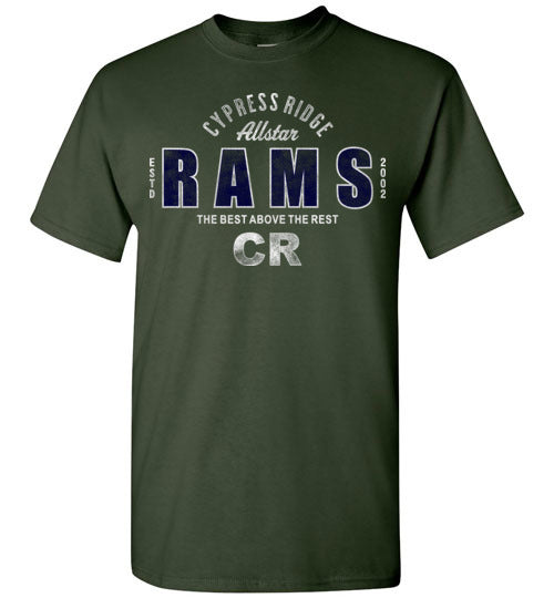 Cypress Ridge High School Rams Forest Green  Unisex T-shirt 40