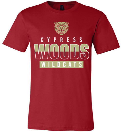 Cypress Woods Wildcats Premium Deep Red T-shirt - Design 23