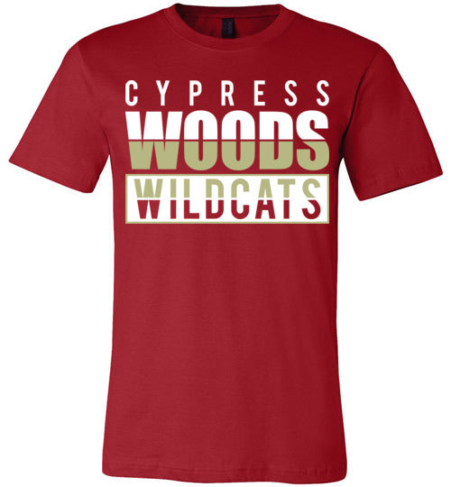 Cypress Woods Wildcats Premium Deep Red T-shirt - Design 31