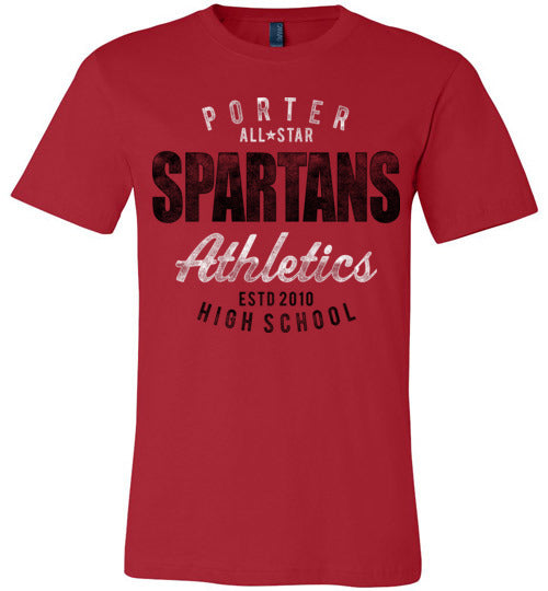 Porter Spartans Premium Red T-shirt - Design 34