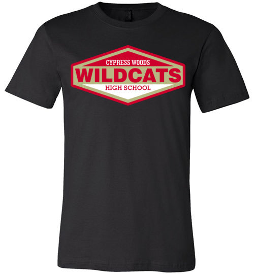 Cypress Woods Wildcats Premium Black T-shirt - Design 09