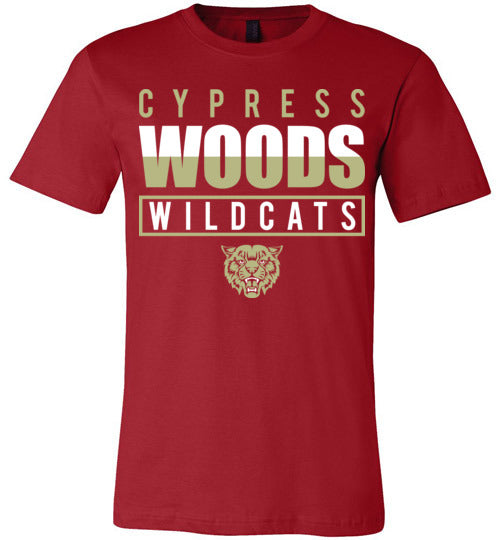 Cypress Woods Wildcats Premium Deep Red T-shirt - Design 29