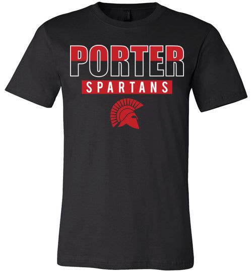 Porter Spartans Premium Black T-shirt - Design 23