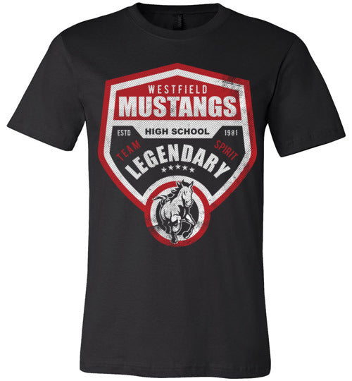 Westfield Mustangs Premium Black T-shirt - Design 14
