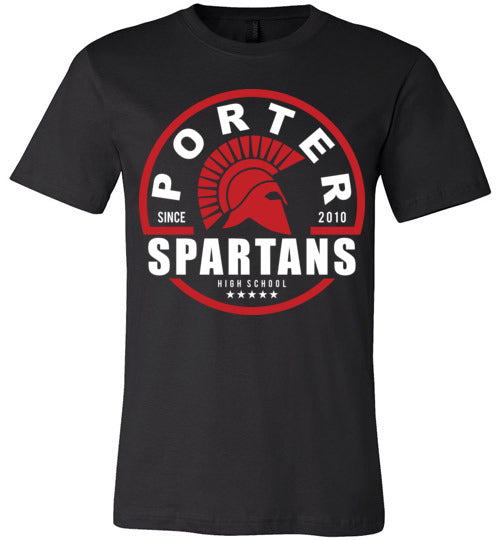 Porter Spartans Premium Black T-shirt - Design 04