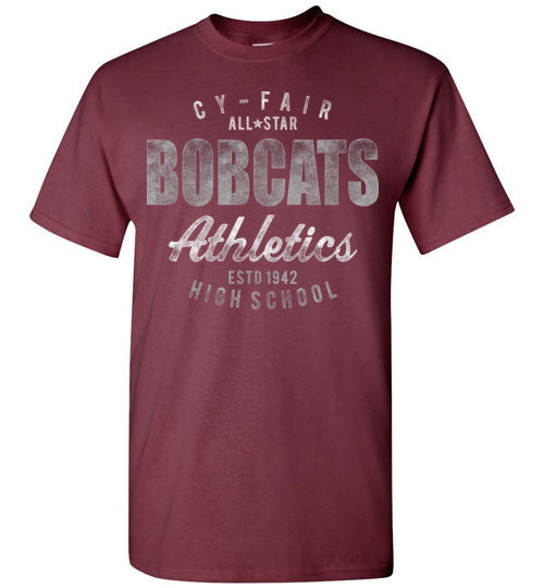 Cy-Fair High School Bobcats Maroon Unisex T-shirt 34