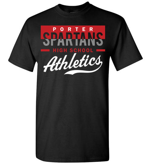 Porter High School Spartans Black Unisex T-shirt 48