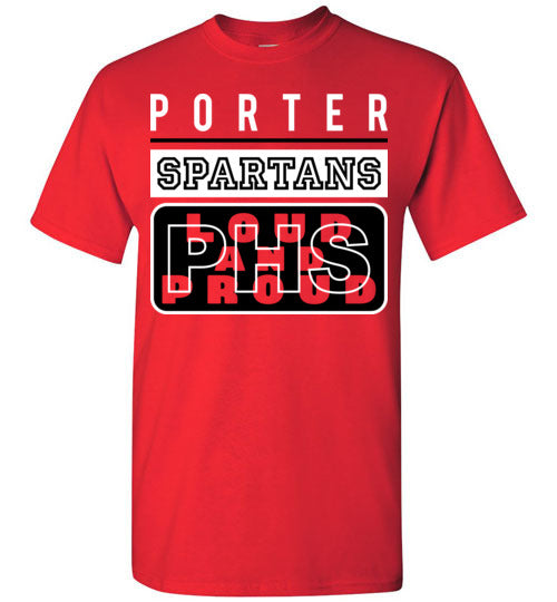 Porter High School Spartans Red Unisex T-shirt 86
