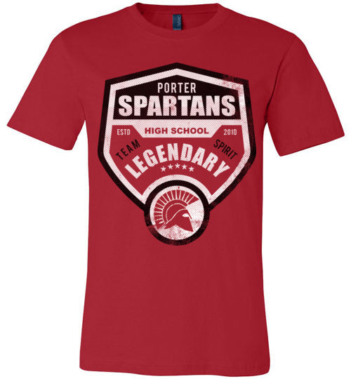 Porter Spartans Premium Red T-shirt - Design 14