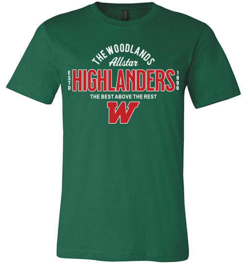 The Woodlands Highlanders Premium Evergreen T-shirt - Design 40