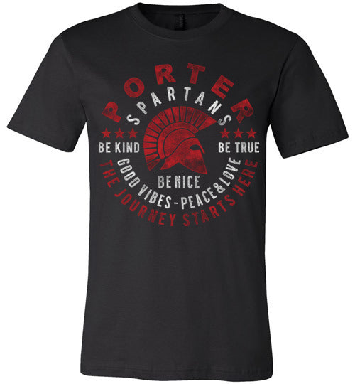 Porter Spartans Premium Black T-shirt - Design 16