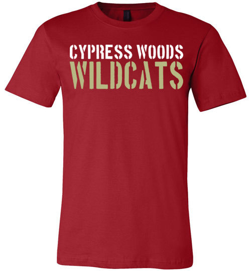 Cypress Woods Wildcats Premium Deep Red T-shirt - Design 17