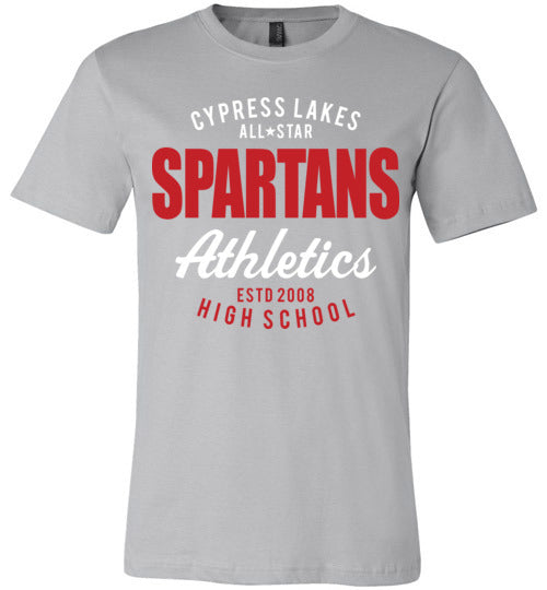 Cypress Lakes Spartans Premium Silver T-shirt - Design 34