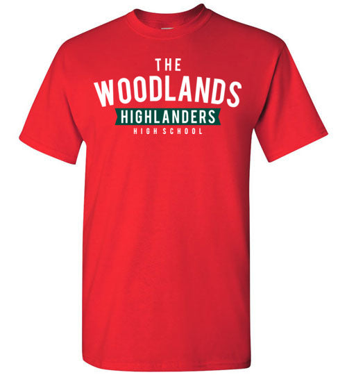 The Woodlands High School Highlanders Red Unisex T-shirt 21