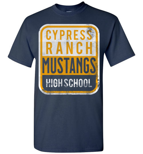 Cypress Ranch High School Mustangs Navy Unisex T-shirt 01