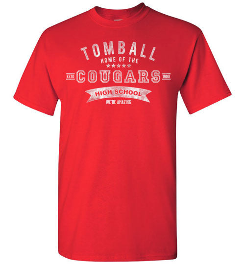 Tomball High School Cougars Red Unisex T-shirt 96