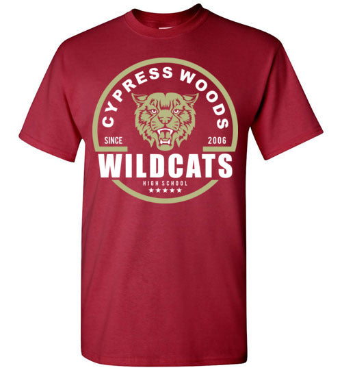 Cypress Woods High School Wildcats Deep Red Unisex T-shirt 04