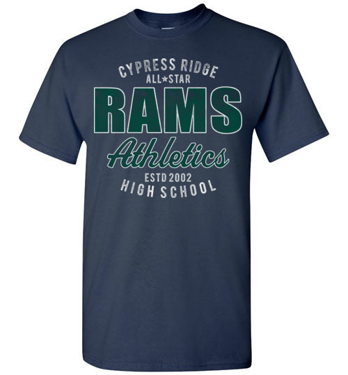 Cypress Ridge High School Rams Navy Unisex T-shirt 34