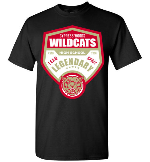 Cypress Woods High School Wildcats Black Unisex T-shirt 14