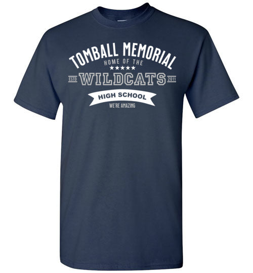 Tomball Memorial High School Wildcats Navy Unisex T-shirt 96