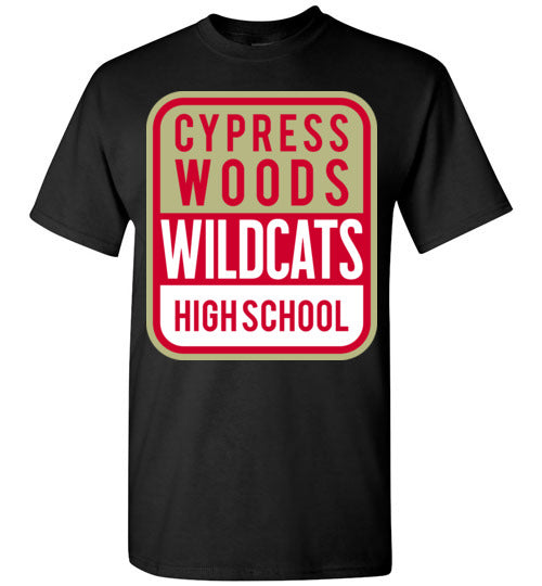 Cypress Woods High School Wildcats Black Unisex T-shirt 01