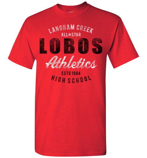 Langham Creek High School Lobos Red Unisex T-shirt 34