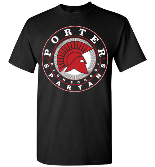 Porter High School Spartans Black Unisex T-shirt 02