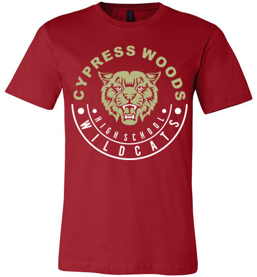 Cypress Woods Wildcats Premium Deep Red T-shirt - Design 19