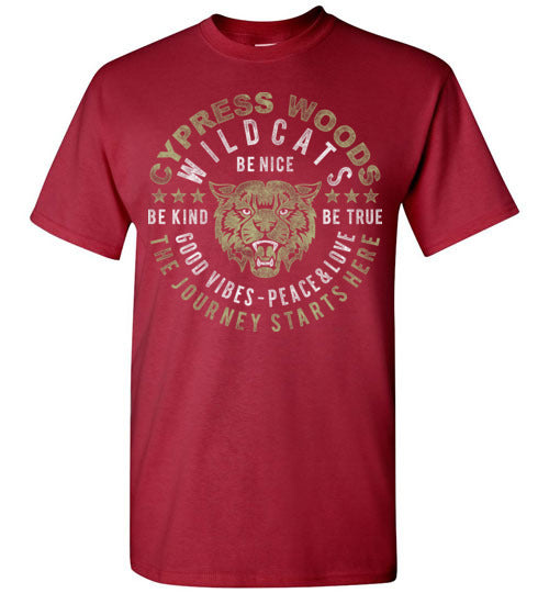 Cypress Woods High School Wildcats Deep Red Unisex T-shirt 16