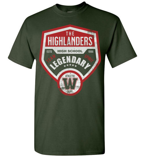 The Woodlands High School Highlanders Dark Green Unisex T-shirt 14