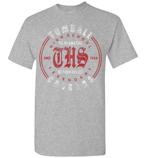 Tomball High School Cougars Sports Grey Unisex T-shirt 15