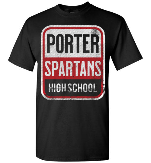 Porter High School Spartans Black Unisex T-shirt 01