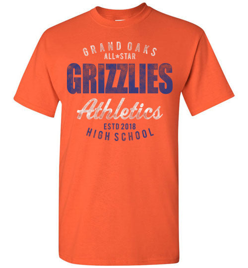 Grand Oaks High School Grizzlies Orange Unisex T-shirt 34