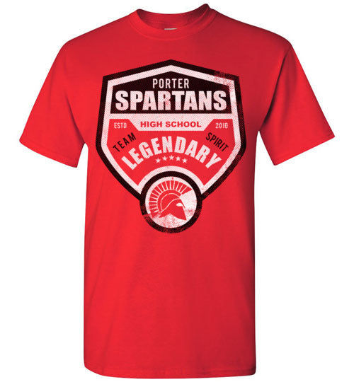 Porter High School Spartans Red Unisex T-shirt 14