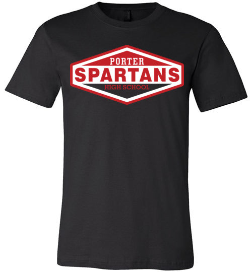 Porter Spartans Premium Black T-shirt - Design 09