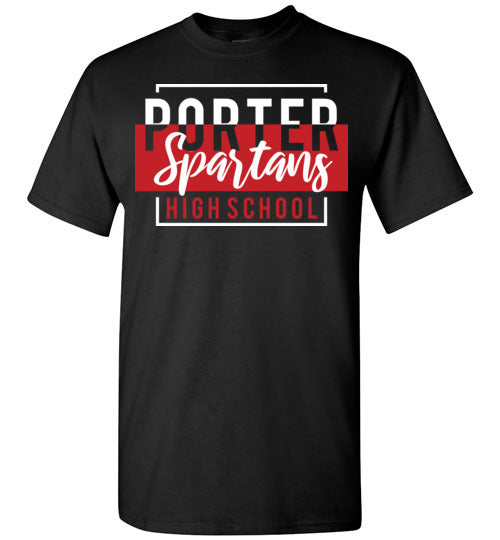 Porter High School Spartans Black Unisex T-shirt 05